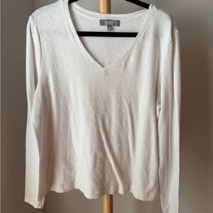 Marled Long Sleeve V Neck Top Women’s Size XL Ivory Shirt Classic Capsule